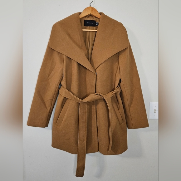 NWOT Tahari Camel Belted Wrap Coat Size XL - Picture 4 of 11